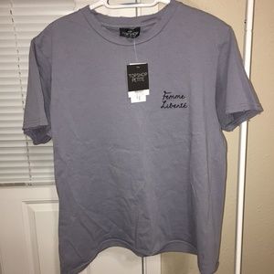 Topshop distressed "Femme Liberte" tee, 8 petite